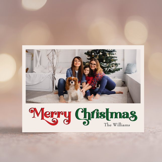 Klassiskt enkelt God jul stort ett foto Helg Vykort (Skapare uppladdad)