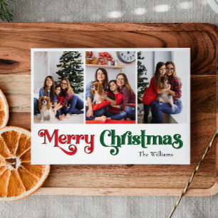 Klassiskt enkelt God jul trefoto Julkort