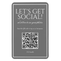 Klassiskt enkelt Grått QR-kod Social Media Magnet