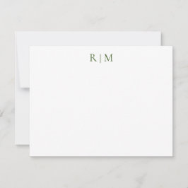 Klassiskt enkelt Grönt 2 Monogram anteckningskort