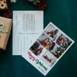 Klassiskt enkelt Lodrät för God jul fem foto Helg Vykort<br><div class="desc">Fira säsongen med det här unika, klassiska, enkla lodrät God jul 5-fotovykort för helgdag med en liten vintage-charm. Den minimalistiska utformningen visar upp en rödpalett och en färg-palett med elegant och grönt, och frammanar vinterens mysiga anda. Dess moderna och roligt dragningskraft, parad med den traditionella formuleringen, skapar en perfekt balans...</div>