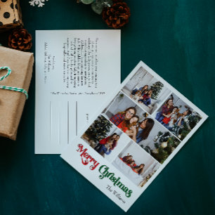 Klassiskt enkelt Lodrät för God jul fem foto Helg Vykort