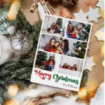 Klassiskt enkelt Lodrät för God jul fem foto Julkort<br><div class="desc">Fira säsongen med det här unika, klassiska, enkla lodrät God jul 5-fotokort med helgdag med en liten vintage-charm. Den minimalistiska utformningen visar upp en rödpalett och en färg-palett med elegant och grönt, och frammanar vinterens mysiga anda. Dess moderna och roligt dragningskraft, parad med den traditionella formuleringen, skapar en perfekt balans...</div>