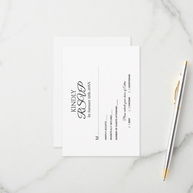 Klassiskt, enkelt, minimalistiskt Bröllop OSA Kort (Fram/Back In Situ)