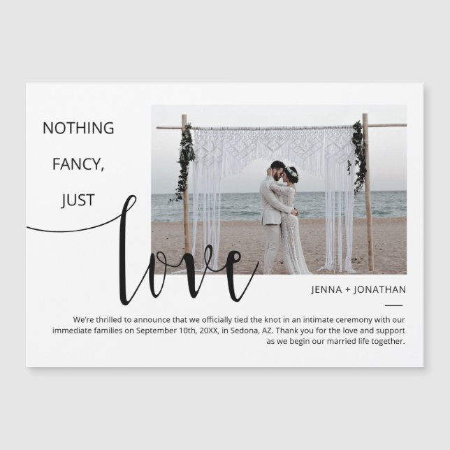 Klassiskt, enkelt, modernt, minimalt skript, fotom magnetisk inbjudningskort (Framsida)