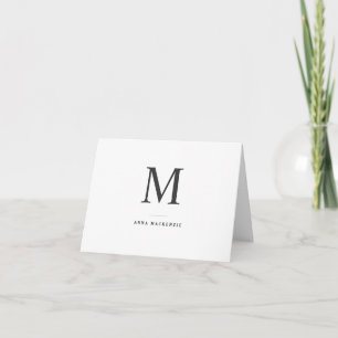 Klassiskt enkelt modernt monogram-mappat antecknin anteckningskort