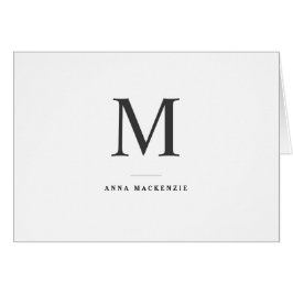 Klassiskt enkelt modernt monogram-mappat antecknin hälsningskort