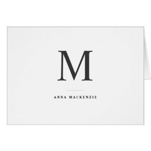 Klassiskt enkelt modernt monogram-mappat antecknin hälsningskort