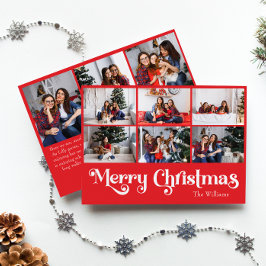 Klassiskt enkelt Red God jul Nine Photo Julkort