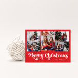 Klassiskt enkelt rödGod jul, fem foto Helg Vykort<br><div class="desc">Fira säsongen med det här unika, klassiska, enkla röda God jul, fem vykort för helgdag med vintage charm. Den minimalistiska utformningen visar upp en röd och vit palett med elegant färg, och framkallar den mysiga andan från vintern. Dess moderna och roligt dragningskraft, parad med den traditionella formuleringen, skapar en perfekt...</div>