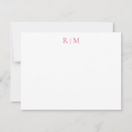 Klassiskt enkelt Rosa 2 Monogram anteckningskort
