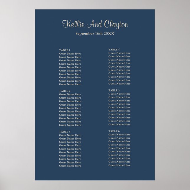 Klassiskt, enkelt sittdiagram för Bröllop Poster (Framsidan)