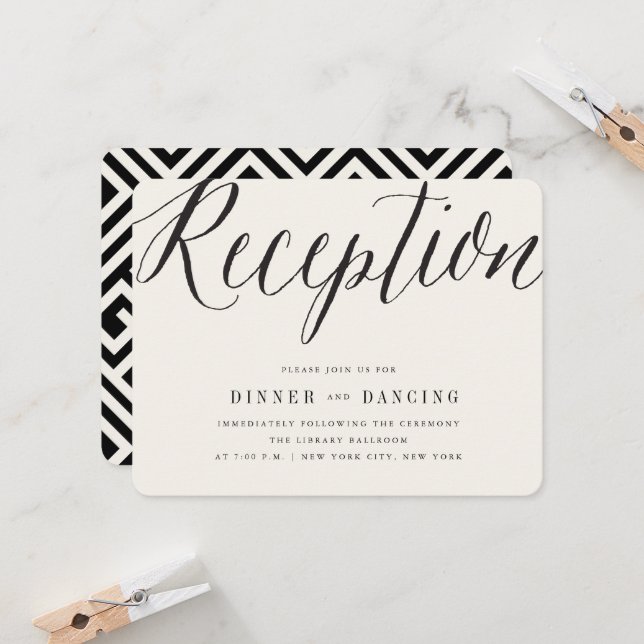 Klassiskt enkelt skript Modern bröllop Mottagning Inbjudningar (Fram/Back In Situ)