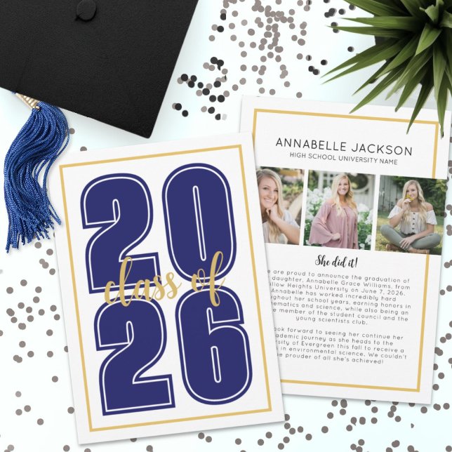 Klassiskt enkelt skript Student Photo Studenten Meddelande (Classic Simple Script Graduate Photo Graduation )