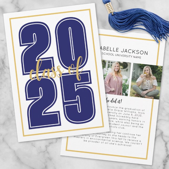 Klassiskt enkelt skript Student Photo Studenten Meddelande (Classic Simple Script Graduate Photo Graduation Announcement)