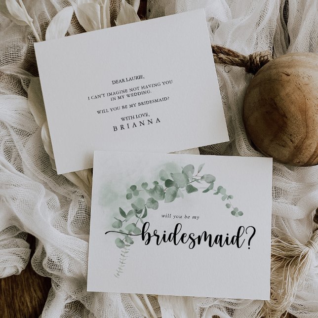 Klassiskt Eucalyptus Bridesmaid Frieri antecknings Anteckningskort (Skapare uppladdad)