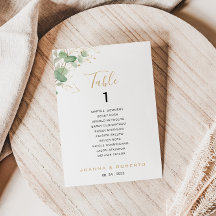 Klassiskt eukalyptus Bordsnummer 1 Sittdiagram