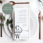 Klassiskt europeiskt monogram-menykort inbjudningar<br><div class="desc">Monogrammenyer för elegant till bröllop eller repetitionsmiddagen finns i initialer på nedre lämnat,  gått med med ett ornat svepande "och, " på en skarp vit bakgrund.</div>