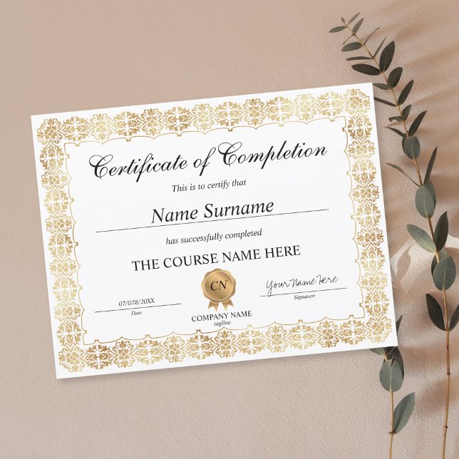 Klassiskt examensbevis (CERTIFICATE WITH GOLDEN VICTORIAN BORDER)