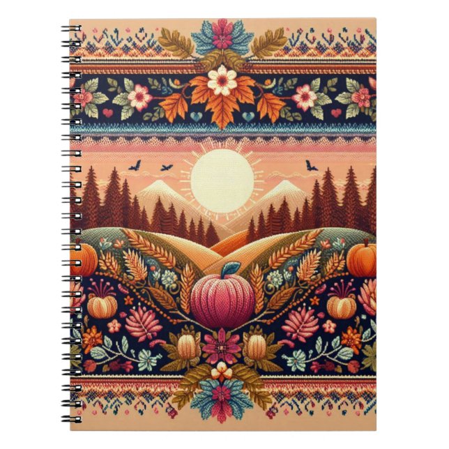 Klassiskt fair Isle-fall/höst Anteckningsbok (Framsidan)