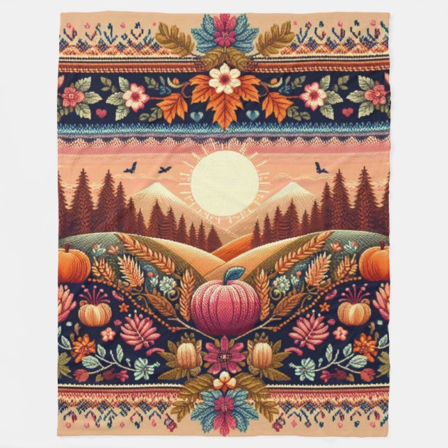 Klassiskt fair Isle-fall/höst Fleecefilt (Framsidan)