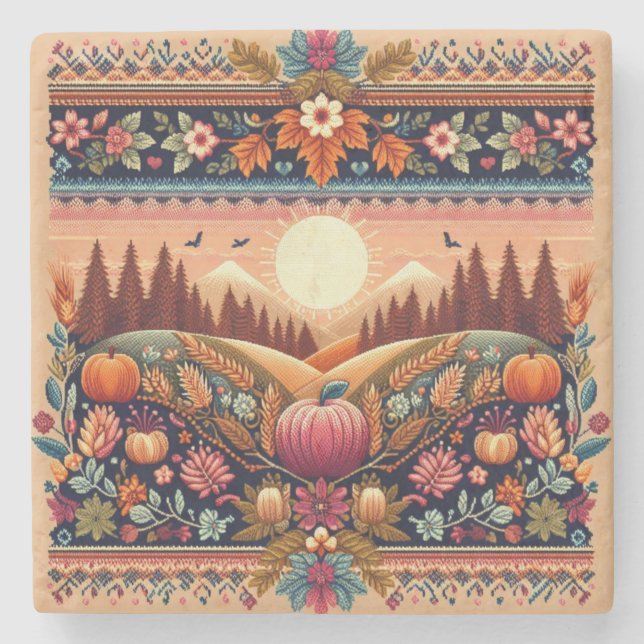 Klassiskt fair Isle-fall/höst Stenunderlägg (Framsidan)
