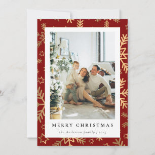 Klassiskt familjefopat Red Guld God jul Julkort
