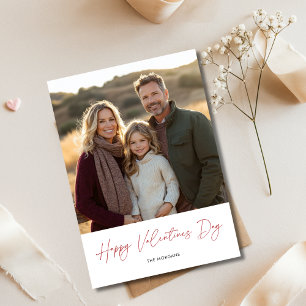 Klassiskt familjefoto för Calligraphy Valentines d Julkort