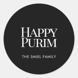 Klassiskt familjenamn Glad Purim-dekal Runt Klistermärke