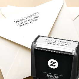 Klassiskt familjenamn returadress självfärgande stämpel