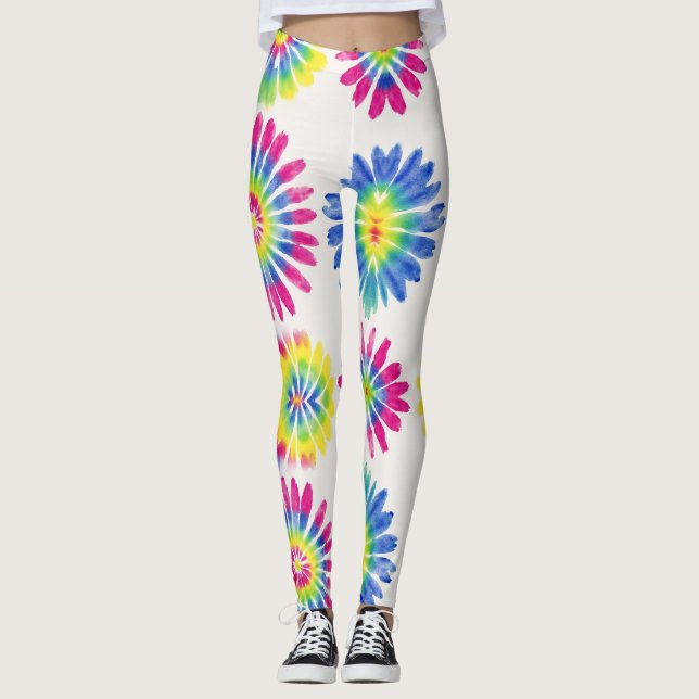 Klassiskt färgämne Spiral, effekt Sömlös Mönster Leggings (Framsida)