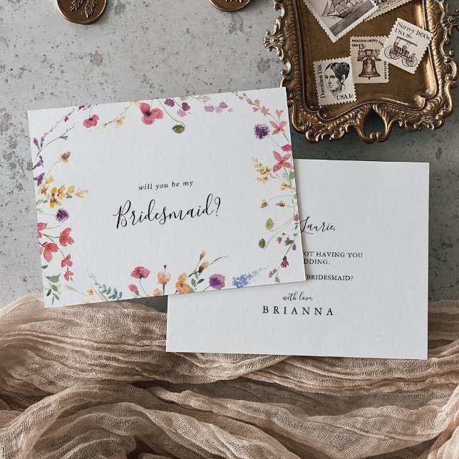 Klassiskt färgat Bridesmaid Frieri anteckningskort (Skapare uppladdad)
