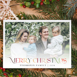 Klassiskt färgat God jul-foto med Elegant Julkort
