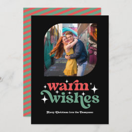 Klassiskt färgvägs Modern Retro-julfoto Julkort