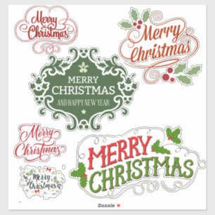 Klassiskt Festive God jul Sticker Pack Klistermärken