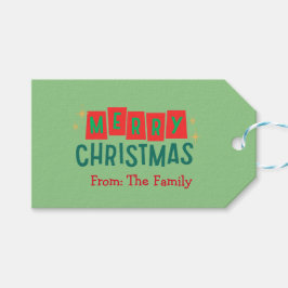 Klassiskt Festive Red & Grönt God jul Presentetikett