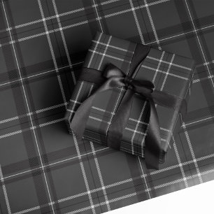 Klassiskt fet helgdag plaid monokrom grått presentpapper