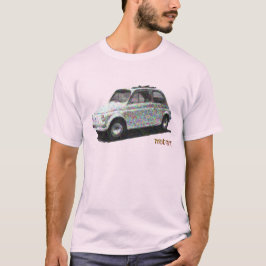 Klassiskt Fiat 500 i vitt på ljus rosa T Shirt
