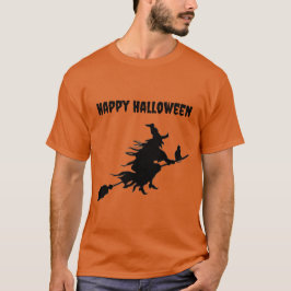 Klassiskt flygande Witch på Broom med Cat Hallowee T Shirt