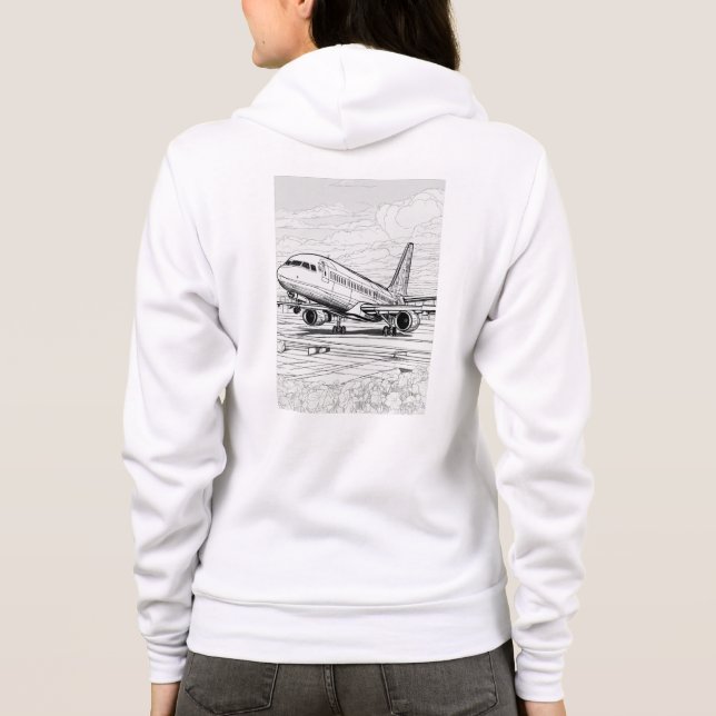 Klassiskt flygplan Art White Hoodie T Shirt (Baksida)