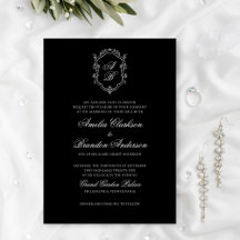 Klassiskt Formal Black & White Crest Wedding