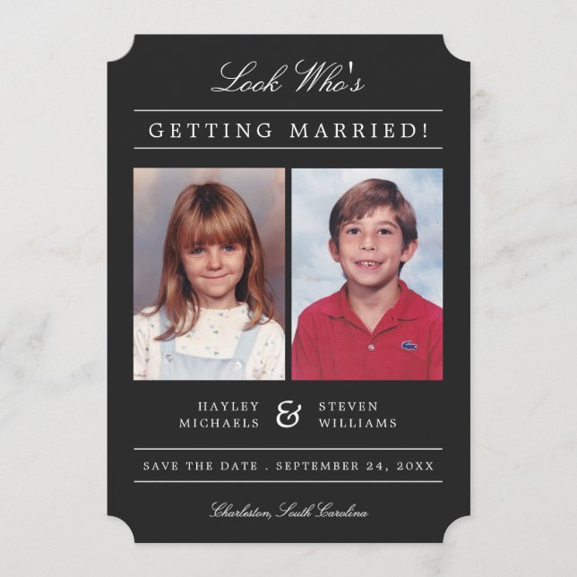 Klassiskt formaterad Kid Photos Old school | Svart Spara Datumet (Framsida)