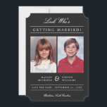 Klassiskt formaterad Kid Photos Old school | Svart Spara Datumet<br><div class="desc">Skicka det moderna "old school-fotot" från stil,  spara datumet med dina barndomsbilder! Bakgrunden färg kan enkelt anpassas till vilket färg som helst - både framifrån och bakåt. Visad: muterad svart. Modern vit rand-design på baksidan.</div>