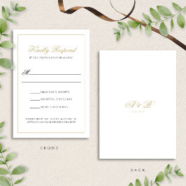 Klassiskt Forme Black & Guld Monogram Bröllop OSA Kort