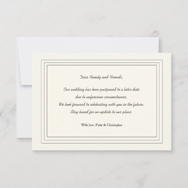 Klassiskt Förseningskort Meddelande (Framsida)