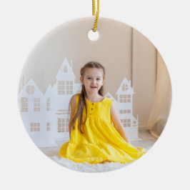 klassiskt första botaniskt 2-foto julgransprydnad keramik