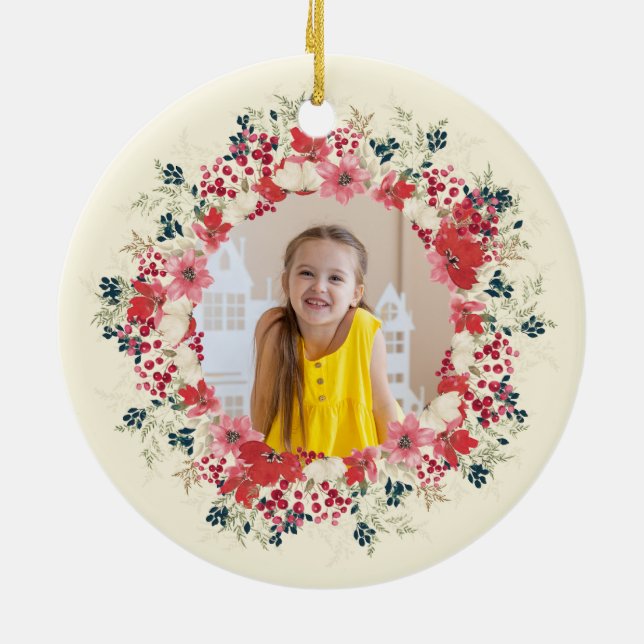 klassiskt första botaniskt 2-foto julgransprydnad keramik (Baksidan)