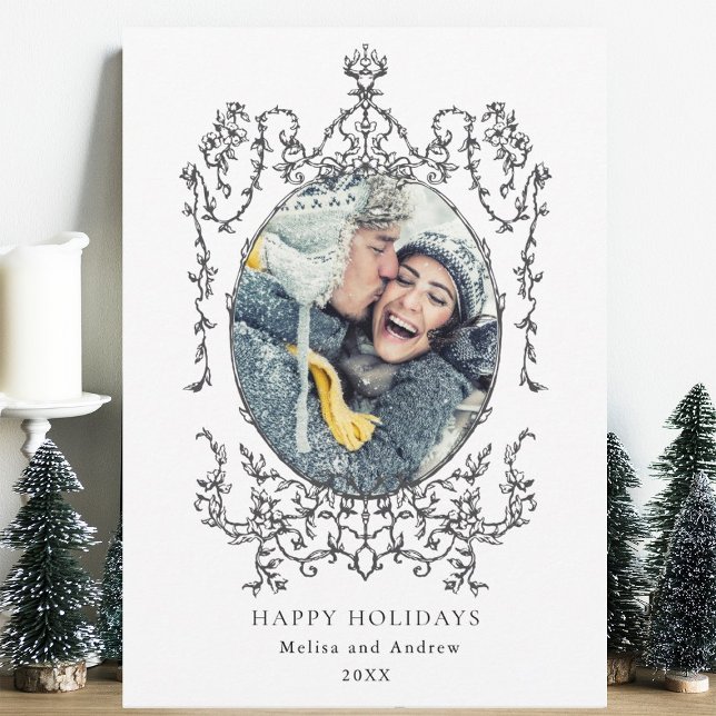 Klassiskt foto av svart Ram Glad helg Julkort (Skapare uppladdad)