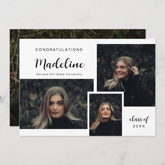 Klassiskt foto Collage Modern Studenten Meddelande (Fram/baksida)