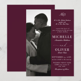 Klassiskt foto Elegant bröllop Inbjudningar